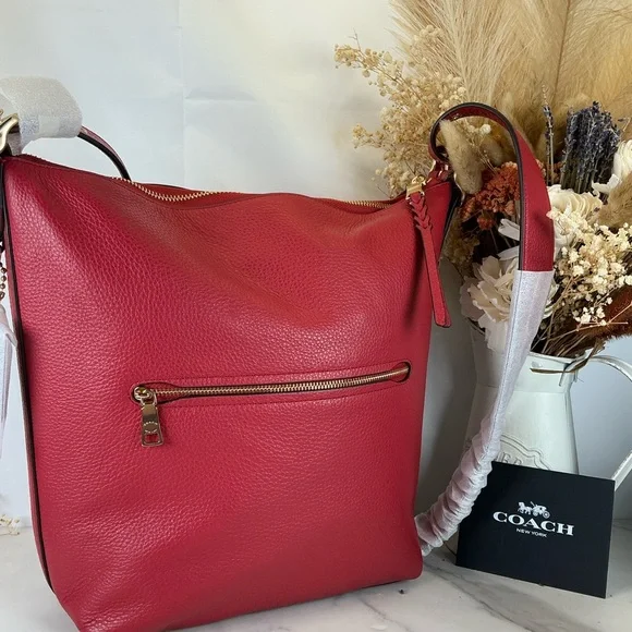 Coach C2818 Red Apple Pebbled Leather Shoulder Val Duffle Crossbody Hand Bag NWT - Picture 13 of 14